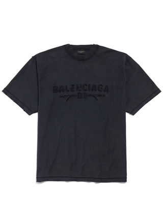 Balenciaga Logo Patch Inside-Out T-Shirt in Black
