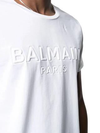 Balmain Paris Embossed Logo T-Shirt in White