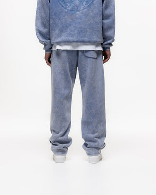 Magiri Embroidered Acid Wash Joggers in Washed Blue