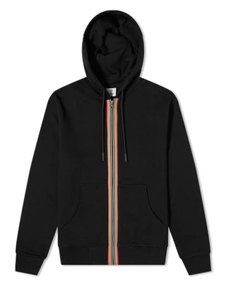 Burberry Stripe Detail Zipped Hoodie in Black