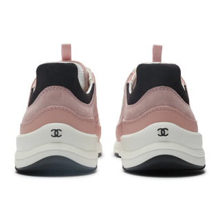 Chanel CC Logo Suede Calfskin Grosgrain Light Pink Black Trainers (W)