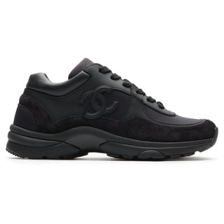 Chanel CC Logo Suede Triple Black Sneaker