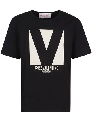 Valentino Chez Valentino Print Jersey T-Shirt in Black