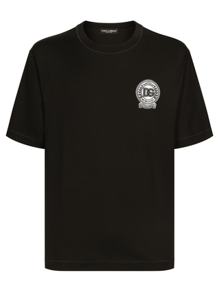 Dolce & Gabbana Roman Numerals Crest Embroidered Logo T-Shirt in Black