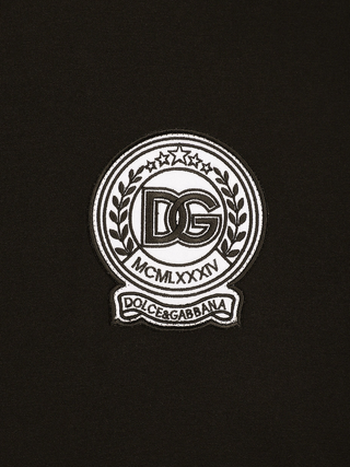 Dolce & Gabbana Roman Numerals Crest Embroidered Logo T-Shirt in Black