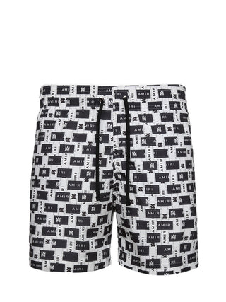 Amiri Interweave Swim Shorts in White/Black