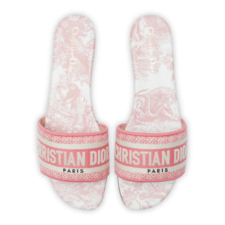 Dior Dway Embroidered Cotton Candy Pink Slides