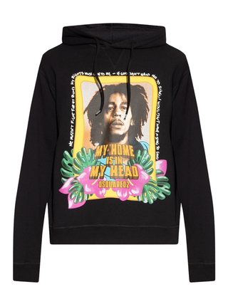 Dsquared2 Cool Fit Bob Marley Logo Black Hoodie