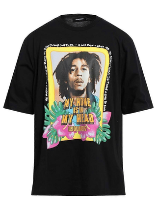 Dsquared2 Skater Fit Home Is In My Head Logo Black T Shirt