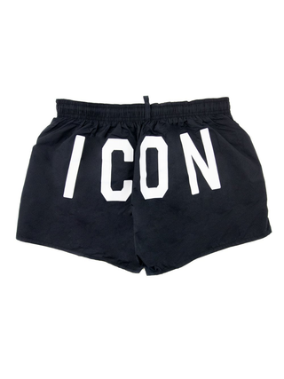 Dsquared2 White Icon Logo Swim Shorts in Black