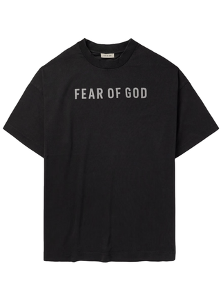 Fear Of God Logo Printed Oversized T-Shirt in Black