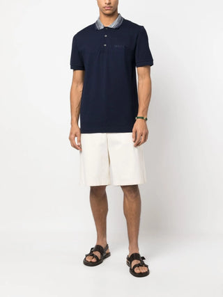 Missoni Striped Collar Polo Shirt in Navy