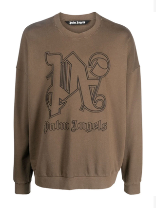 Palm Angels Monogran Sweatshirt in Brown