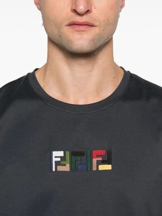 Fendi Triple FF Logo T-Shirt in Navy