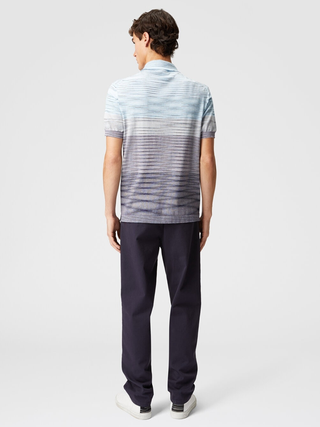 Missoni Slub Pattern Polo in Light Blue and Purple