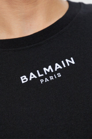 Balmain Paris Small Embroidered Logo T-Shirt in Black