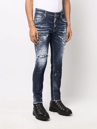 Dsquared2 Super Twinky Distressed Ripped Jeans in Blue