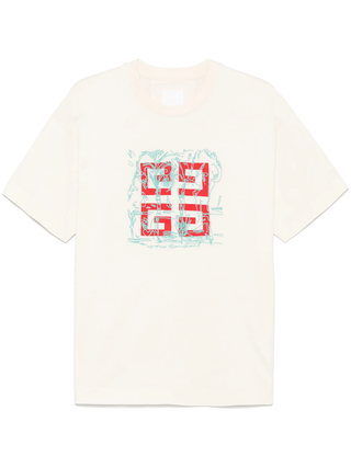 Givenchy Embroidered 4G Logo Print T-Shirt in Off White