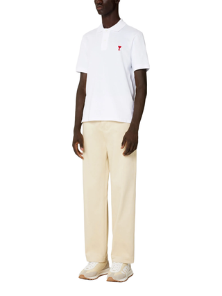 AMI Paris 'Ami De Coeur' Polo Shirt in White