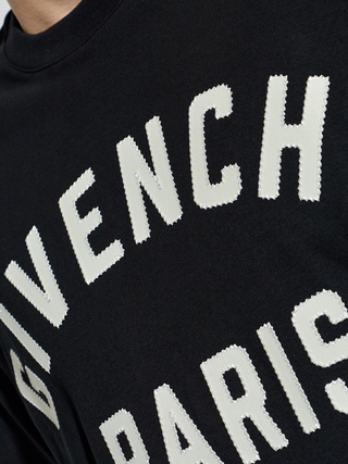 Givenchy Paris Logo Embroidered T-Shirt in Black