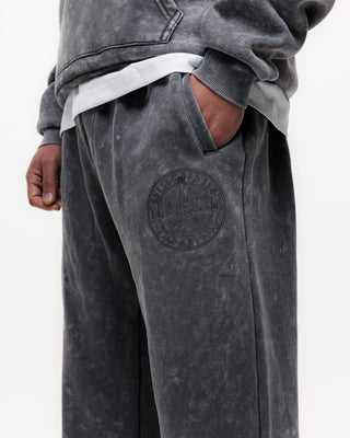 Magiri Embroidered Acid Wash Joggers in Washed Grey
