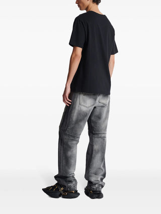 Balmain Paris Multi-Coloured Embroidered Logo T-Shirt in Black