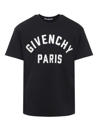 Givenchy Paris Logo Embroidered T-Shirt in Black