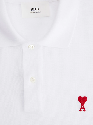 AMI Paris 'Ami De Coeur' Polo Shirt in White