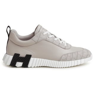 Hermes Paris Bouncing Calf Crocodile Sneaker Gris Quartz
