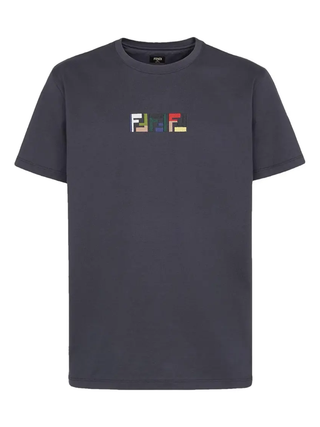 Fendi Triple FF Logo T-Shirt in Navy