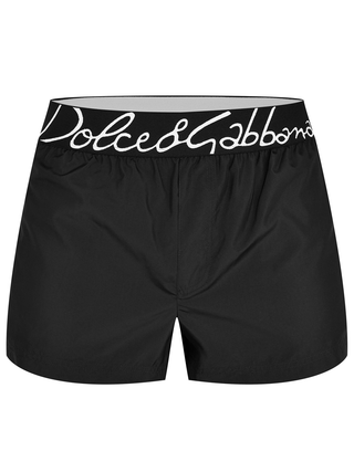 Dolce & Gabbana Script Logo Swim Shorts in Black