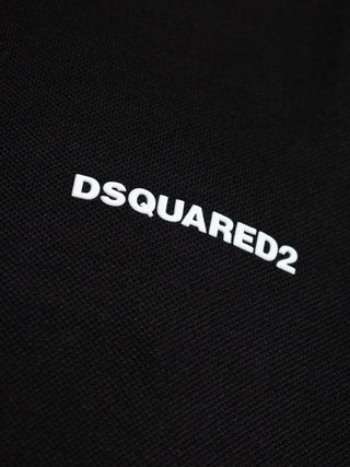 Dsquared2 Logo Print Piqué Polo Shirt in Black
