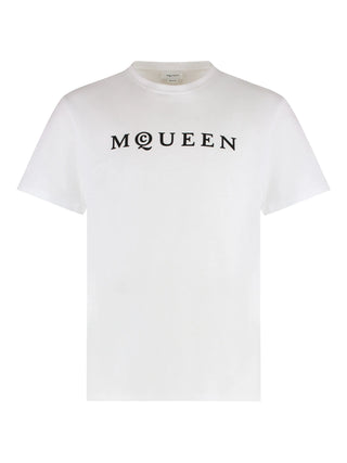 Alexander McQueen Flocked Logo T-Shirt in White