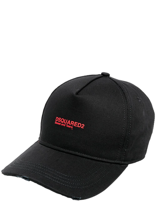 Dsquared2 Red Sweat and Tears Logo Cap in Black