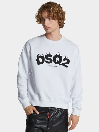 Dsquared2 DSQ2 Flame Print Sweatshirt in White