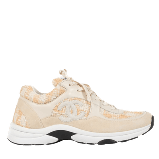 Chanel Peach Tweed Trainers