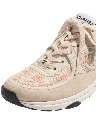 Chanel Peach Tweed Trainers
