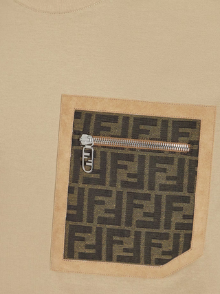 Fendi FF Monogram Pocket Oversized T-Shirt in Beige
