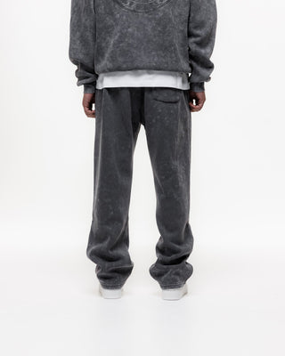 Magiri Embroidered Acid Wash Joggers in Washed Grey