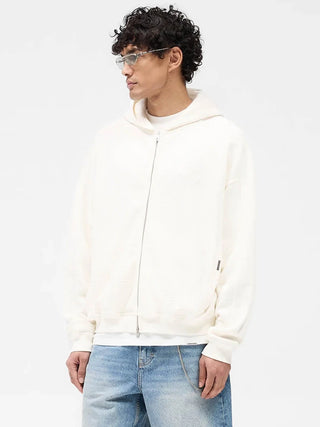 Represent Waffle Zip-Up Hoodie in White