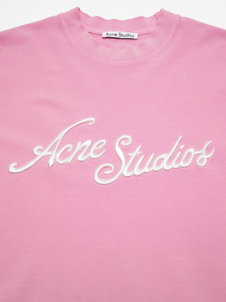 Acne Studios Embroidered Logo T-Shirt in Pink