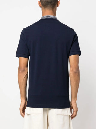 Missoni Striped Collar Polo Shirt in Navy