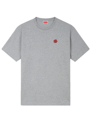 Kenzo Boke Flower Embroidered Crest T-Shirt in Grey