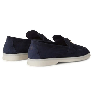 Loro Piana Summer Charms Suede Argo Blue Melange Loafers
