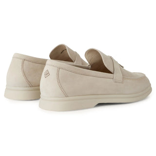 Loro Piana Summer Charms Walk Suede Pearl Powder Loafers