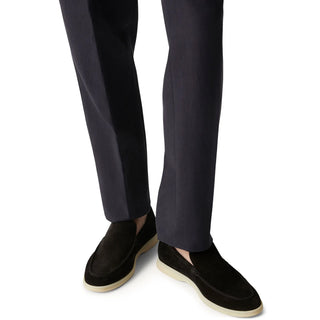Loro Piana Summer Walk Suede Black Loafers