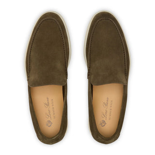 Loro Piana Summer Walk Suede Grey Moss Loafers