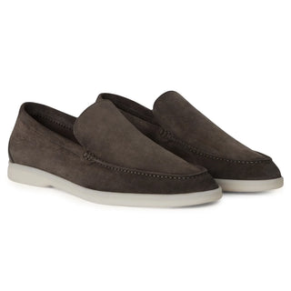 Loro Piana Summer Walk Suede Warm Grey Loafers
