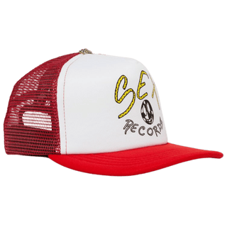 Chrome Hearts Matty Boy Sex Records Logo Trucker Hat Red/White