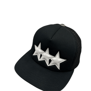 Chrome Hearts Leather Star Trucker Hat Black/White